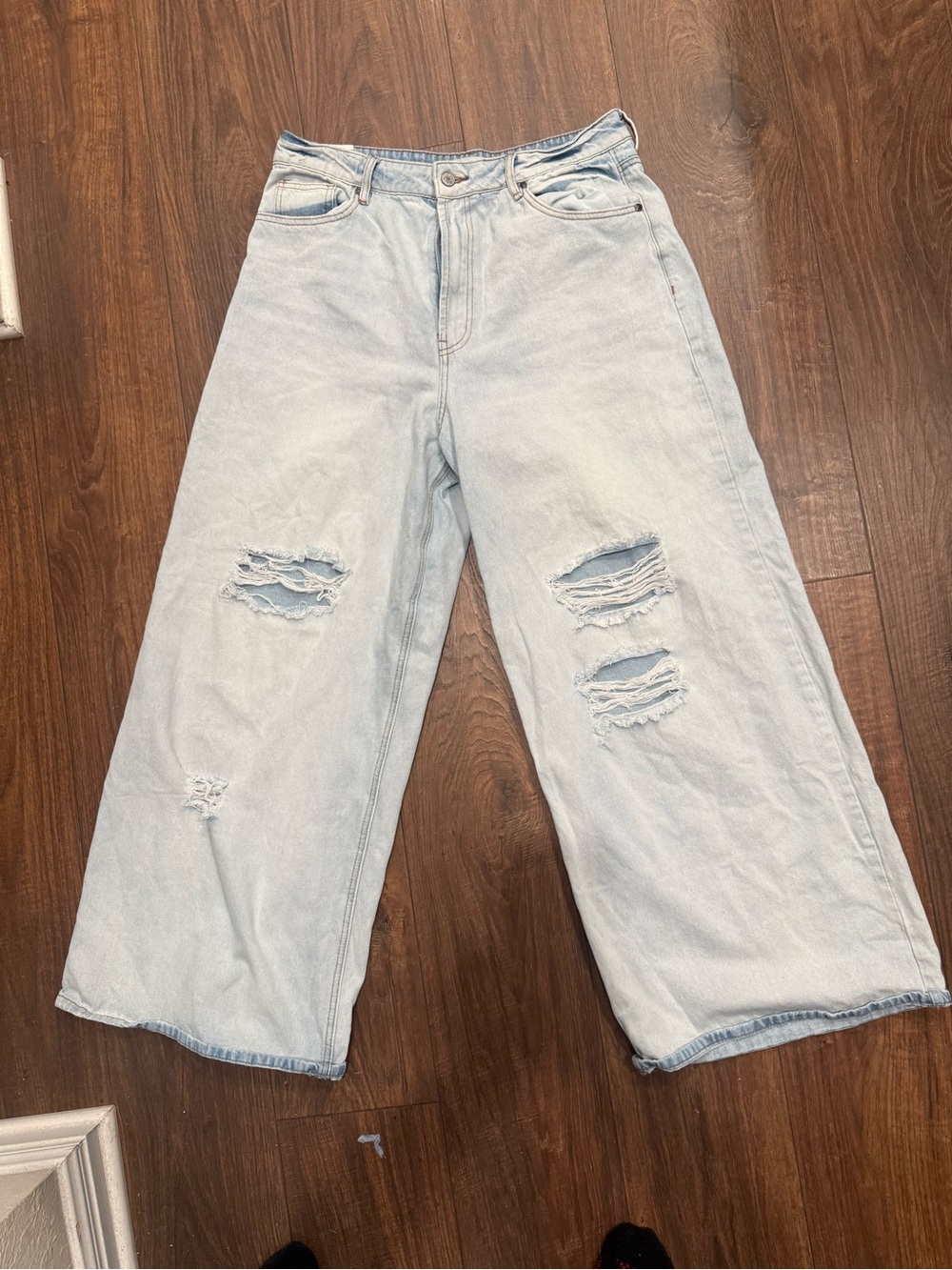 Almost Famous Light Blue Distressed Wide Leg Jeans